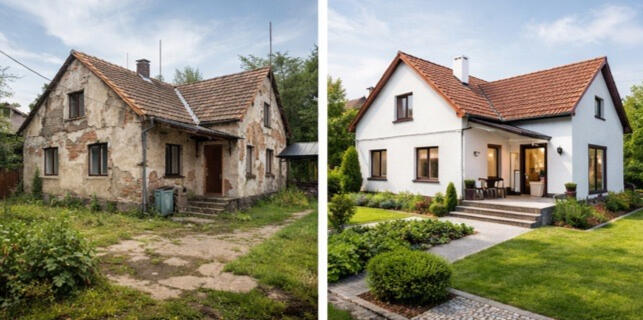 Vizualizace Dům Před a Po, Návrh rekonstrukce Vizualizace rekonstrukce domu Před a Po, Rychle a levně vizualizace,